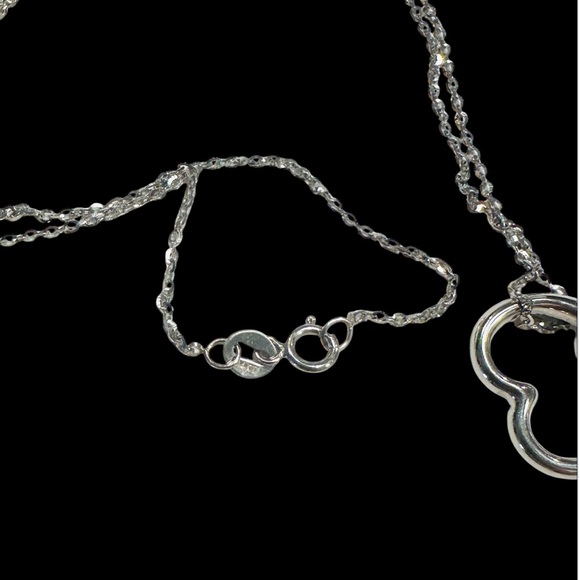 18” 14K White Gold Necklace and Double Heart Charm - Picture 5 of 11